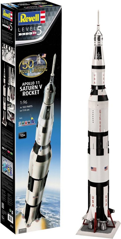 Revell® Modellbausatz Apollo 11 Saturn V Rocket, Maßstab 1:96, Jubiläumsset mit Basis-Zubehör, Made in Europe von Revell®