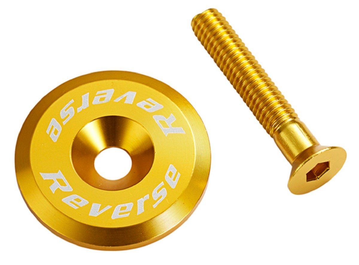 Reverse Fahrradlenker Reverse Alu Steuersatzkappe + Alu Schraube M6x32 gold Reverse Fahrradlenker Reverse Alu Steuersatzkappe + Alu Schraube M6x32 gold von Reverse