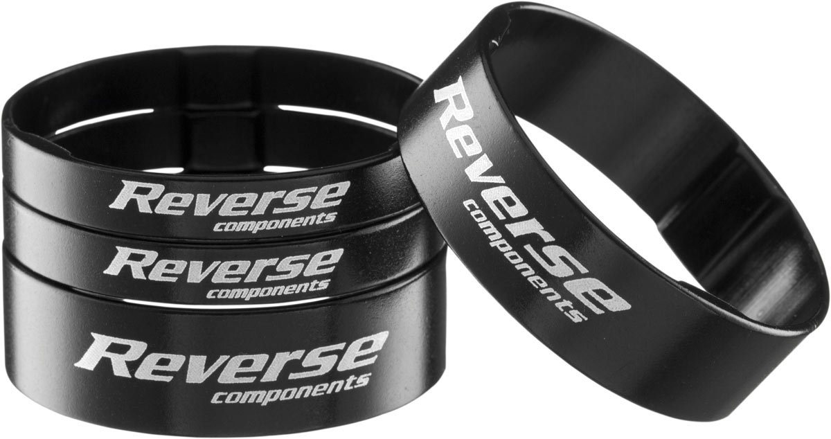 Reverse Reverse Alu Vorbau / SCS Spacer Set 1 1/8'' 2x 5mm 2x 10mm schwarz Lenkeradapter Reverse Reverse Alu Vorbau / SCS Spacer Set 1 1/8'' 2x 5mm 2x 10mm schwarz Lenkeradapter von Reverse