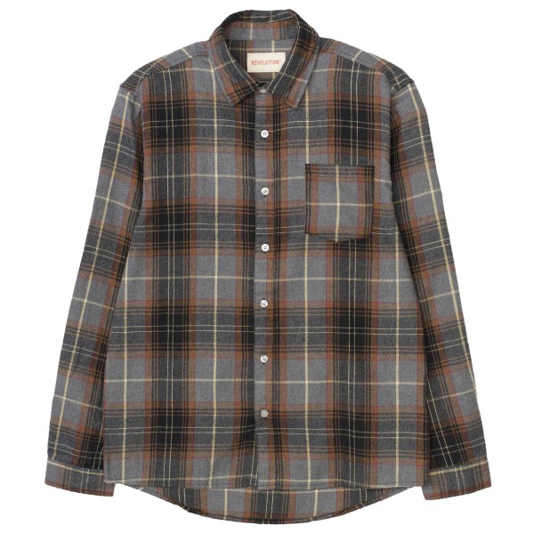 Revolution - Regular Shirt - Hemd Gr L grau/braun von Revolution