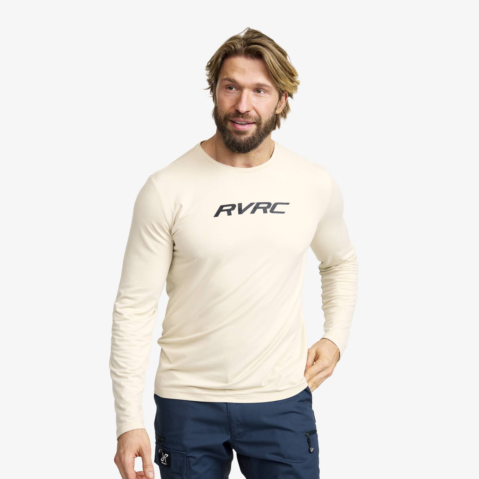 Mission Logo Long-sleeved T-shirt Herren Oatmeal, Größe:M - Herren > Oberteile > Hemden & Langarmshirts von RevolutionRace