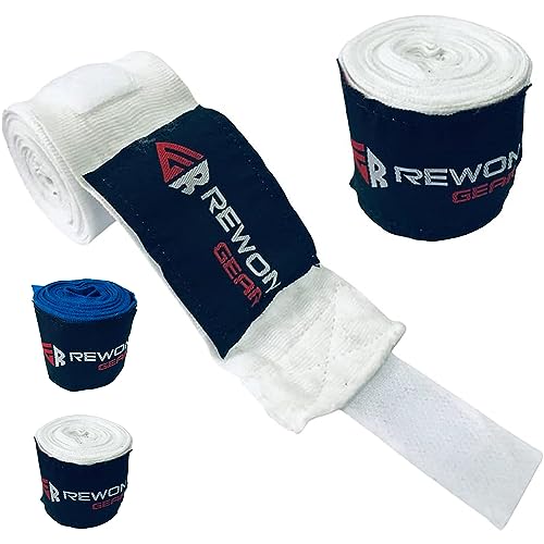 Elastic Professional 140 inch Handwraps for Boxing Kickboxing Muay Thai MMA (White) von Rewon Gear