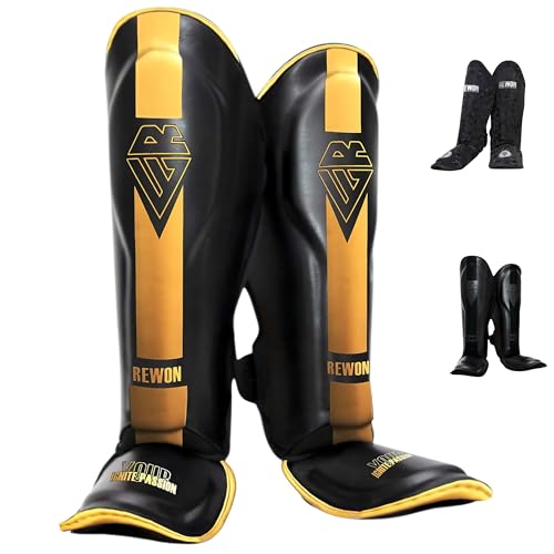 REWON Kickboxen schienbeinschutz - schienbeinschoner Boxen Herren Damen - MMA Muay Thai Kampfsport Schienbeinschoner, Thaiboxen Schienbeinschoner REWON Kickboxen schienbeinschutz - schienbeinschoner Boxen Herren Damen - MMA Muay Thai Kampfsport Schienbeinschoner, Thaiboxen Schienbeinschoner von Rewon Gear