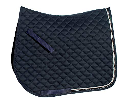 Rhinegold 0 Elite Diamante Trim Saddle Cloth-Full-Navy Schabracke, Volle Größe von Rhinegold