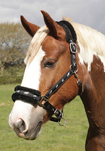 Rhinegold 0 Logo Headcollar Fleece Trim-Cob-Black Halfter, Schwarz von Rhinegold