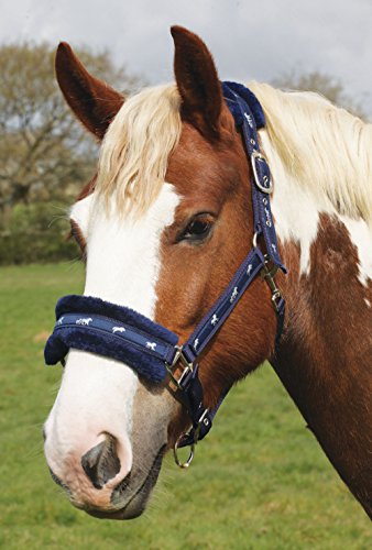 Rhinegold 0 Logo Headcollar Fleece Trim-Cob-Blue Halfter, blau von Rhinegold