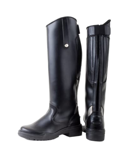 Rhinegold Nebraska Synthetic Long Horse Riding Boot with Reflective Features and Stretch Calf Synthetik-Stiefel, lang, Größe 40, Schwarz von Rhinegold