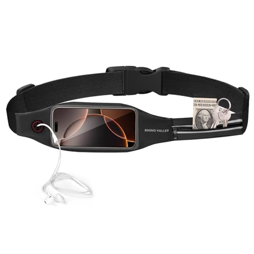 Rhino Valley Sport Jogging Gürtel Hüfttasche mit 2 Taschen für Geld Schlüssel Ausweise Lauftasche für iPhone 16, Phone 15, iPhone 14, iPhone 13 Mini/iPhone 13/iPhone 13 Pro, Schwarz Rhino Valley Sport Jogging Gürtel Hüfttasche mit 2 Taschen für Geld Schlüssel Ausweise Lauftasche für iPhone 16, Phone 15, iPhone 14, iPhone 13 Mini/iPhone 13/iPhone 13 Pro, Schwarz von Rhino Valley