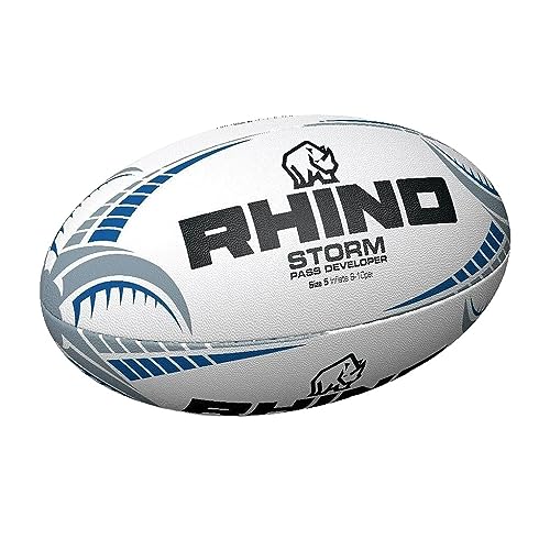 Rhino Storm Pass-Entwickler Rugbyball, weiß, 5 Rhino Storm Pass-Entwickler Rugbyball, weiß, 5 von Rhino