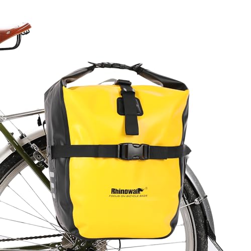 Rhinowalk Fahrradtasche 20L TPU Wasserdichtes Fahrrad Gepäcktaschen Reißfest Rücksitz Gepäckträger Tasche MTB Fahrrad Satteltaschen Gelb von Rhinowalk