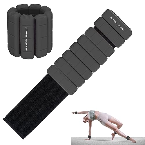 EU-patentierte tragbare Gewichtsmanschetten – 2er-Set (Jeweils 0,5 kg & 1 kg) für Damen und Herren, modisches knöchelgewichte-Set für Yoga, Tanz, Aerobic, Laufen, Gehen (Schwarz, je 1 kg) von Rhswets