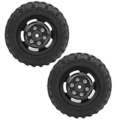 2-teiliges RC-LKW-Rad RC-Reifen und Felgen mit 55 Mm Durchmesser aus Gummi Kompatibel mit WPL D12 1/10 RC Car(Schwarz) von RiToEasysports