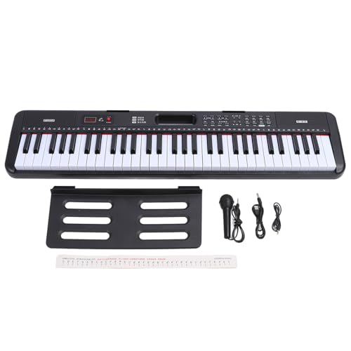 61 Tasten Klaviertastatur, Elektronisches Digitalpiano mit Eingebautem Lautsprecher, Mikrofonständer, für Anfänger, und Erwachsene von RiToEasysports