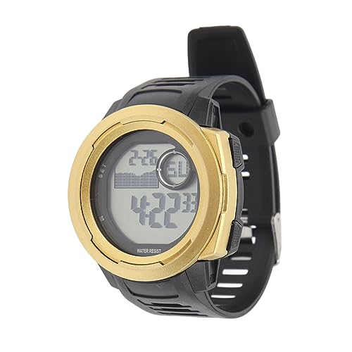 Herren-Sportuhren, 50 M Wasserdicht, Outdoor-Sport, Elektronische Uhr, Stoßfest, Digitale Sportuhr mit Kautschukarmband, Großes Display (Gold) von RiToEasysports