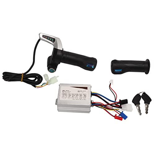 RiToEasysports Elektrofahrrad-Controller-Kit, Elektrofahrrad-Controller-Drehgas-Kit 24V 500W Bürstenmotor-Geschwindigkeitsregler mit Gasdrehgriff und Schlüssel für Elektrofahrrad-Dreirad-Motorrad von RiToEasysports