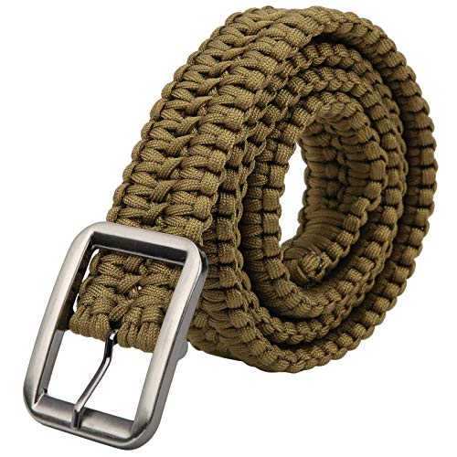 RiToEasysports Handgewebter Paracord Gürtel Campinggürtel mit massiver Legierungsschnalle(Grün) Zubehör Für Bergsteigerwerkzeuge Sonstiges Kletterzubehör Wandercamping von RiToEasysports