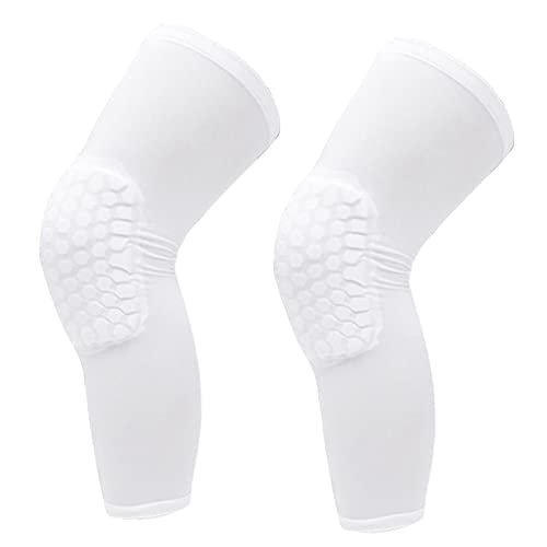 RiToEasysports Kniebandage, 2 Stück Kniebandage, Unisex, Verlängerte Waben-Anti-Kollisions-Kompressions-Kniebandage für Basketball (Weiss) von RiToEasysports