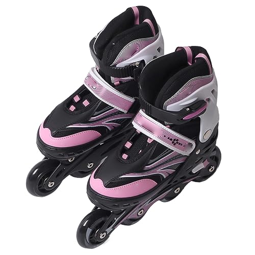 RiToEasysports Skates, Rosa M-Rollschuhe, Verstellbare PU-Mesh-stabile Gleitrollschuhe für Mädchen, Jungen, Teenager von RiToEasysports