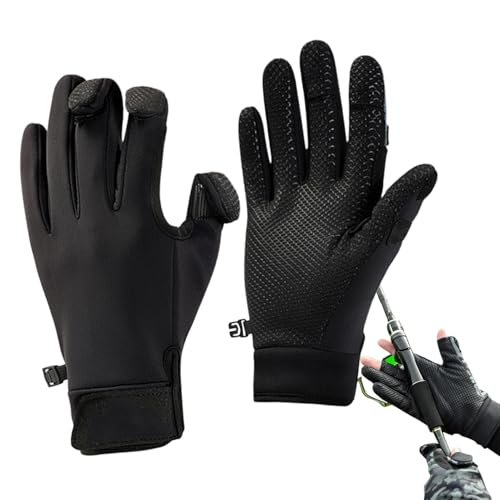 Riaisttd Winter Fleece Angelhandschuhe Fingerlose Kaltwetterhandschuhe Rutschfeste Jagdhandschuhe Touchscreen Winterhandschuhe Eisangeln Handschuhe Kaltes Wetter Outdoor Handschuhe zum Angeln von Riaisttd