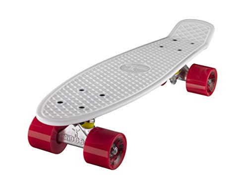 Ridge Skateboard 55 cm Mini Cruiser Retro Stil In M Rollen Komplett U Fertig Montiert Weiss Rot, Ridge Skateboard 55 cm Mini Cruiser Retro Stil In M Rollen Komplett U Fertig Montiert Weiss Rot, von Ridge Skateboards