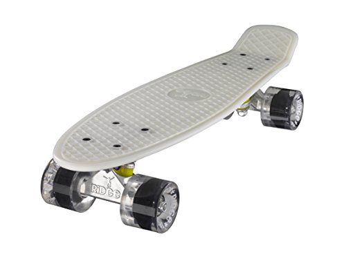 Ridge Skateboards Glow in the Dark Mini Cruiser Board Skateboard, komplett, 55cm,white/clear von Ridge Skateboards