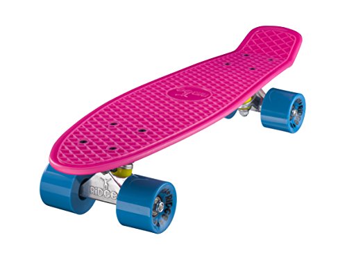 Ridge Retro Skateboard Mini Cruiser, rosa/blau, 22 Zoll von Ridge Skateboards