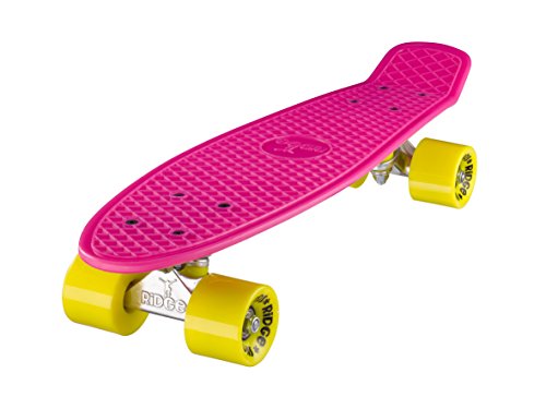 Ridge Retro Skateboard Mini Cruiser, rosa/gelb, 22 Zoll von Ridge Skateboards