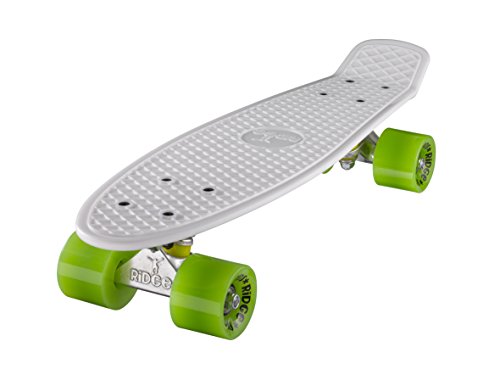 Ridge Skateboard 55 cm Mini Cruiser Retro Stil In M Rollen Komplett U Fertig Montiert Weiss Grün von Ridge Skateboards