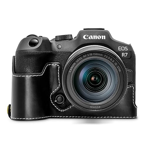 Rieibi EOS R7 Hülle – Qualitäts PU Leder Halbtasche für Canon EOS R7 spiegellose Kamera – Grifftasche für Canon EOSR7, Schwarz, Kameratasche Rieibi EOS R7 Hülle – Qualitäts PU Leder Halbtasche für Canon EOS R7 spiegellose Kamera – Grifftasche für Canon EOSR7, Schwarz, Kameratasche von Rieibi