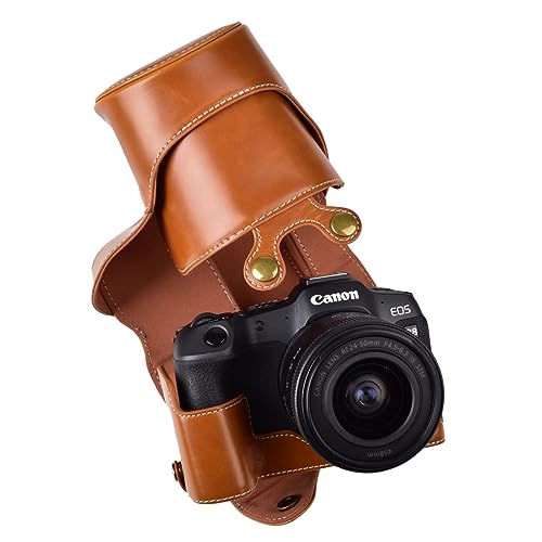 Rieibi EOS R8 Hülle, Vintage PU Leder Kameratasche für Canon EOSR8 Digitalkamera Schutzhülle Grip Case für Canon EOS R8 Tasche- Braun von Rieibi