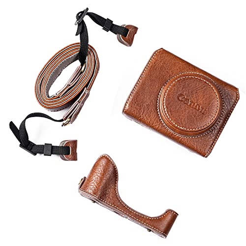 Rieibi G7X G7X II G7X III Hülle, Vintage Leder Kameratasche für Canon PowerShot G7 X/G7 X Mark II/G7 X Mark III DSLR Kamera, Schutzhülle mit Gurt, braun, Kameratasche Rieibi G7X G7X II G7X III Hülle, Vintage Leder Kameratasche für Canon PowerShot G7 X/G7 X Mark II/G7 X Mark III DSLR Kamera, Schutzhülle mit Gurt, braun, Kameratasche von Rieibi