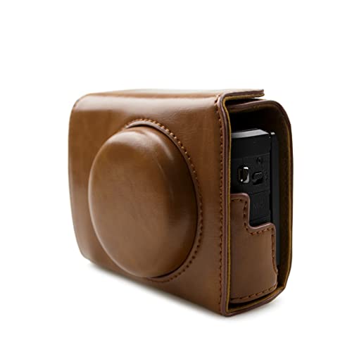 Rieibi G7X II G7X III Hülle - Vintage Leder Kameratasche für Canon PowerShot G7 X Mark II/G7 X Mark III DSLR Kamera - Schutzhülle mit Gurt, braun, Kosmetikkoffer Rieibi G7X II G7X III Hülle - Vintage Leder Kameratasche für Canon PowerShot G7 X Mark II/G7 X Mark III DSLR Kamera - Schutzhülle mit Gurt, braun, Kosmetikkoffer von Rieibi