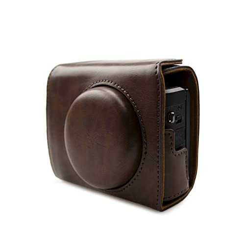Rieibi G7X II G7X III Hülle - Vintage Leder Kameratasche für Canon PowerShot G7 X Mark II/G7 X Mark III DSLR Kamera - Schutzhülle mit Gurt, coffee, Kosmetikkoffer Rieibi G7X II G7X III Hülle - Vintage Leder Kameratasche für Canon PowerShot G7 X Mark II/G7 X Mark III DSLR Kamera - Schutzhülle mit Gurt, coffee, Kosmetikkoffer von Rieibi