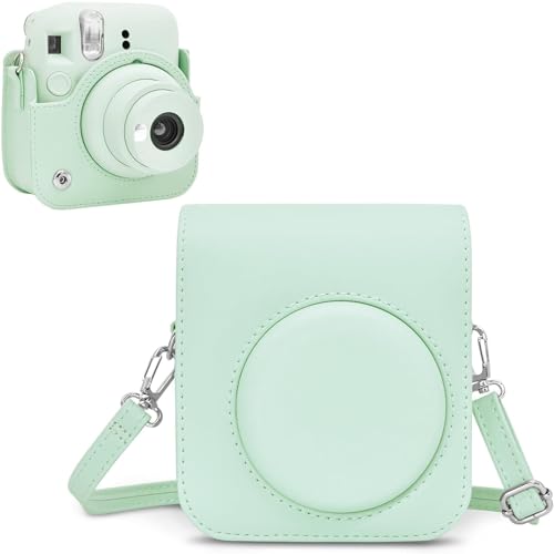 Rieibi Tasche für Mini 12 – PU Leder Schutzhülle für Mini 12 Sofortbildkamera mit verstellbarem Schultergurt – Grün Rieibi Tasche für Mini 12 – PU Leder Schutzhülle für Mini 12 Sofortbildkamera mit verstellbarem Schultergurt – Grün von Rieibi