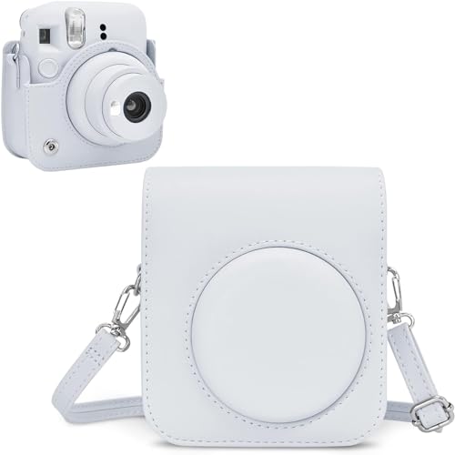Rieibi Tasche für Mini 12 – PU Leder Schutzhülle für Mini 12 Sofortbildkamera mit verstellbarem Schultergurt – Weiß Rieibi Tasche für Mini 12 – PU Leder Schutzhülle für Mini 12 Sofortbildkamera mit verstellbarem Schultergurt – Weiß von Rieibi