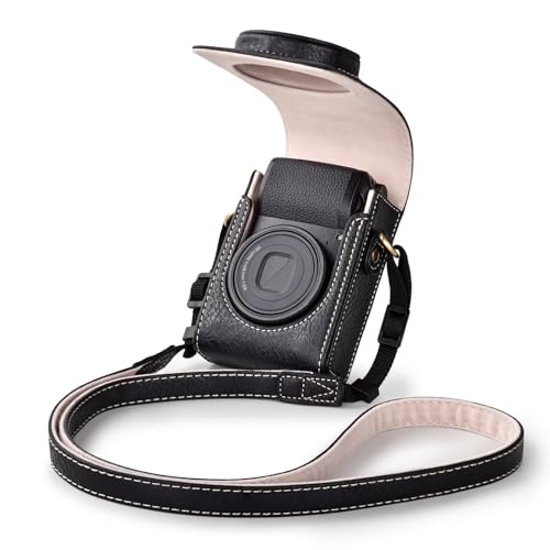 Rieibi Kameratasche für Sony RX100-Serie – Retro-Ledertasche für Sony ZV1F/ZV1/Ricoh GR IIIx/Ricoh GR III II/Panasonic LX9 LX10 LX15 – Sony Kamera-Tragetaschen-Abdeckung mit Riemen – Schwarz Rieibi Kameratasche für Sony RX100-Serie – Retro-Ledertasche für Sony ZV1F/ZV1/Ricoh GR IIIx/Ricoh GR III II/Panasonic LX9 LX10 LX15 – Sony Kamera-Tragetaschen-Abdeckung mit Riemen – Schwarz von Rieibi