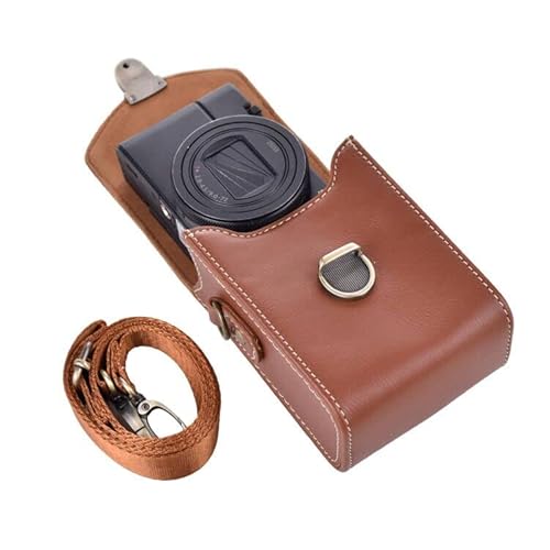 Rieibi Kameratasche für Sony RX100 & HX Series - Retro Ledertasche für Ricoh GR IIIx III II/Canon G7X II / G7X III / SX720/SX730/SX740 / G9X/G9X II - Braun von Rieibi