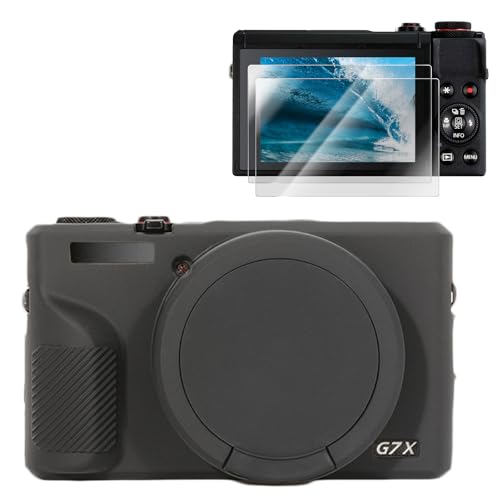 Rieibi Silikonhülle für Canon G7X Mark III Hülle, G7X Mark III Zubehör mit Displayschutzfolie, Displayschutzfolie für Canon G7X Mark III Cover von Rieibi