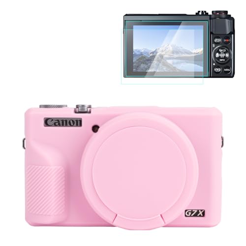 Rieibi Silikonhülle für Canon G7X Mark III Hülle, G7X Mark III Zubehör mit Displayschutzfolie, Displayschutzfolie für Canon G7X Mark III Cover von Rieibi