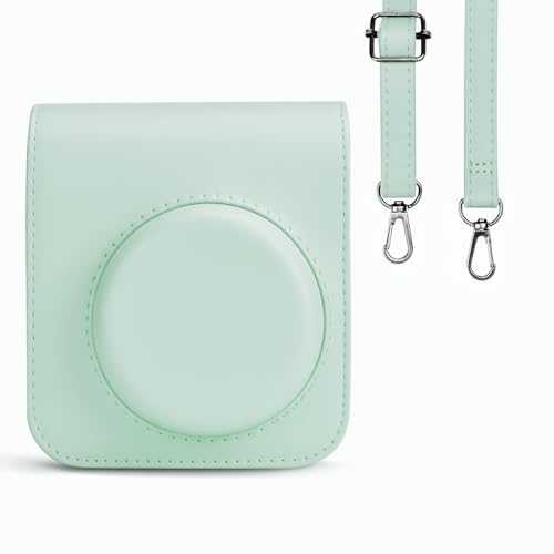 Rieibi Tasche für Mini 12 – PU Leder Tasche für Mini 12 Sofortbildkamera – Abnehmbare Tasche mit verstellbarem Schultergurt – Grün von Rieibi