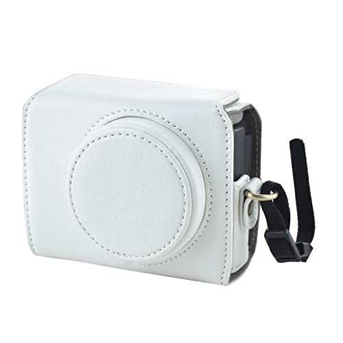 Rieibi ZV1 Tasche – Vintage Kameratasche aus PU-Leder für Sony ZV1 ZV-1 DSLR-Kamera – Schutzhülle mit Riemen - Weiß von Rieibi