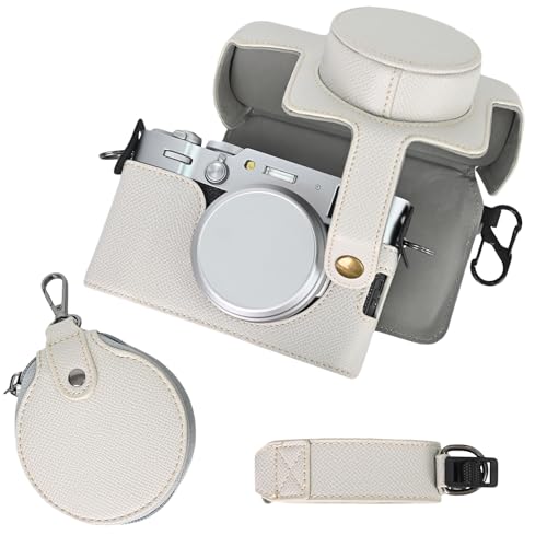 Rieibi für Fujifilm X100VI Tasche – Retro Ledertasche für die Fujifilm X100VI Digitalkamera – Schutzhülle mit Riemen und Griffhülle, Weiß Rieibi für Fujifilm X100VI Tasche – Retro Ledertasche für die Fujifilm X100VI Digitalkamera – Schutzhülle mit Riemen und Griffhülle, Weiß von Rieibi