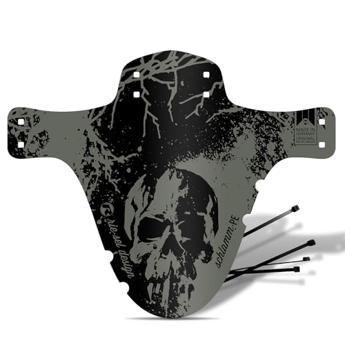Riesel Design® 1x Mudguard - Schlamm:PE - MTB Schutzblech inkl. Kabelbinder/Stylisches Fahrrad Schutzblech & modernes Mountainbike Schutzblech für Jede Fahrradgröße - NEU 2023/24 (Skull) von Rie:Sel Design