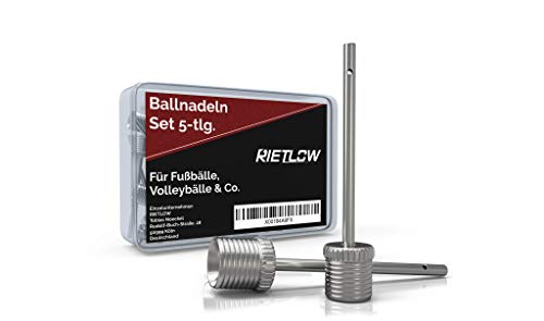 Rietlow® Ballnadel Set – Ballpumpe Nadeln aus robustem Edelstahl – Ballpumpe Spitze - Nadel Ballpumpe für Fußbälle, Basktebälle, Handbälle und Volleybälle - inkl. Aufbewahrungsbox (5 Stück) von Rietlow