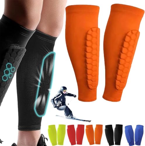 Achilles Shinbang Shields,Shinbang Protector 2.0,Shin Defender Shin Guards,Shindefender Shin Guards,Shinbang Ski Protectors,Football Sock Sleeves Soccer Shin Guards for Men, Women (Orange, M) von Rietoiu