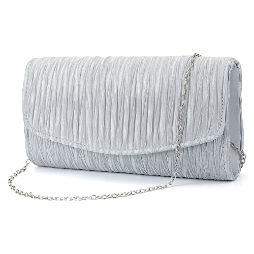 Right 20 Damen Clutch,Elegante Plissiert Kettentasche Handtasche Clutch Umschlag Crossbody Schultertasche Damen Glitzer Tasche Abendtasche Klein Umhängetasche von Right 20