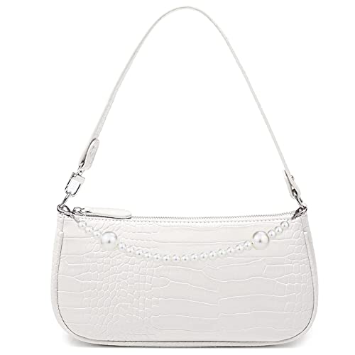 Right 20 Damen Umhängetasche Klein Weiß Mini Schultertasche mit Perlenkette 90s Handtasche Frau Vintage Shoulder Mini Handtasche Clutch Geldbörse Messenger Bag Right 20 Damen Umhängetasche Klein Weiß Mini Schultertasche mit Perlenkette 90s Handtasche Frau Vintage Shoulder Mini Handtasche Clutch Geldbörse Messenger Bag von Right 20
