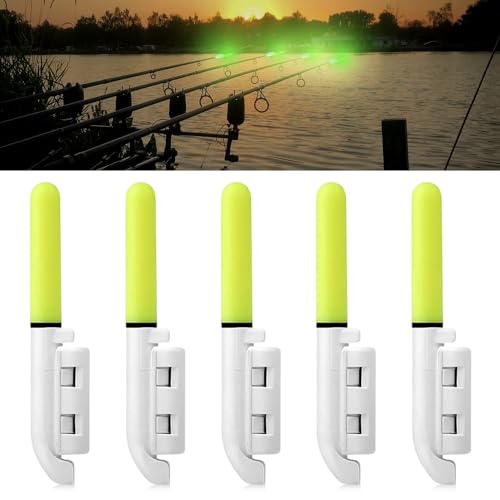 Riisoyu 5 Stück Angel-Alarmglocken, LED Wasserdicht Knicklichter Angeln Leuchtende LeuchtstäBe Mit Schnalle LED Bissanzeiger Rutenspitze für Nachtangeln, Grün Riisoyu 5 Stück Angel-Alarmglocken, LED Wasserdicht Knicklichter Angeln Leuchtende LeuchtstäBe Mit Schnalle LED Bissanzeiger Rutenspitze für Nachtangeln, Grün von Riisoyu