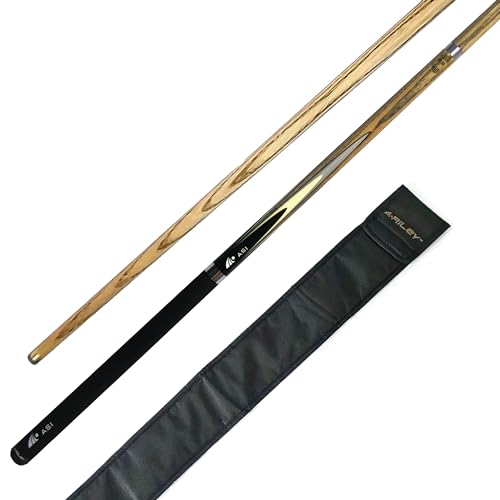 Riley Unisex-Adult 2 Piece ASI WAC System and Soft Case-145cm with 9.5mm Tip Snooker English Pool Cue, Black Butt/Natural Wood Shaft, 57" (145cm) von Riley