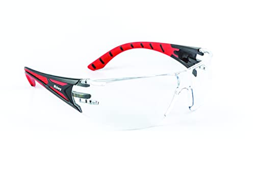 Riley Stream Red Sportstyle Schutzbrille für Arbeit, Laufen, Radfahren, Schutzbrille Sport Schutzbrille (klare Linse) von Riley